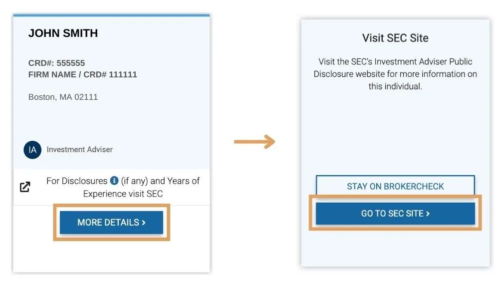 BrokerCheck website to the SEC